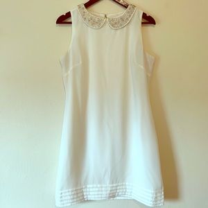 Gabby Skye White Beaded Collar Dress